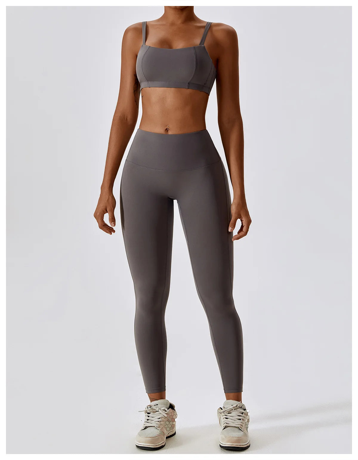 Athletic Wear High Waist Leggings And Top Two Piece Set Seamless Gym