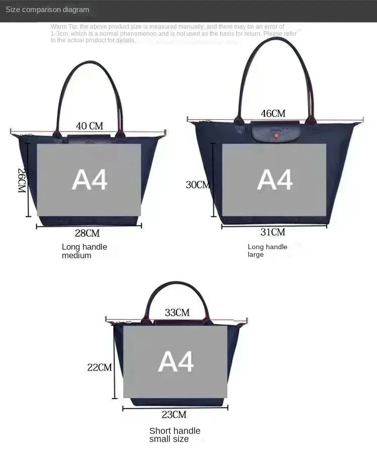 Foldable hobo Bags Classics Lady Tote Bag Embroidered Shoulder Bags Woman Fashion Nylon Handbag Commuter Shopping Bag