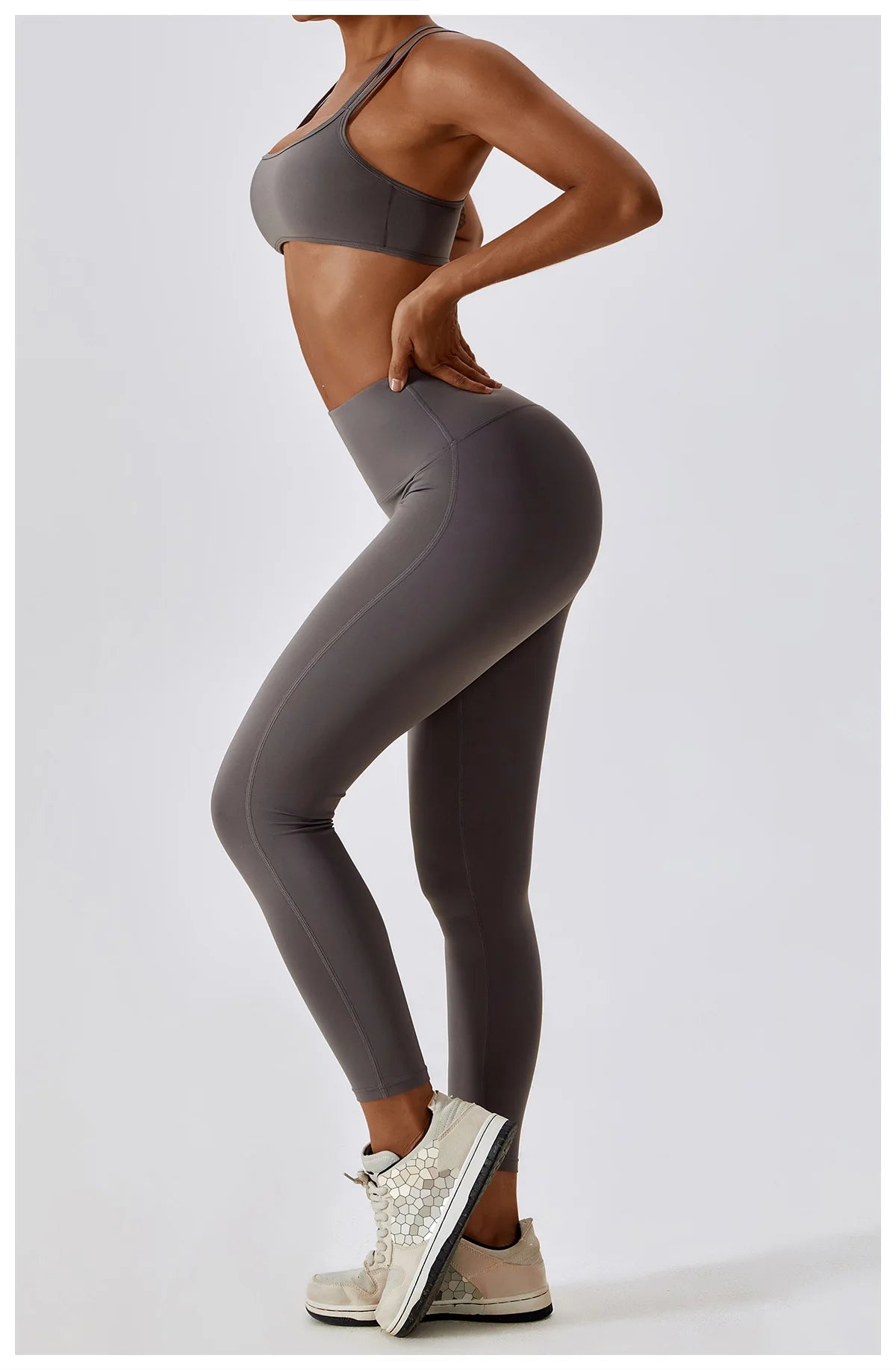 Athletic Wear High Waist Leggings And Top Two Piece Set Seamless Gym
