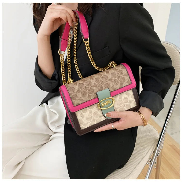 Fashon High-End Women' Bag 2023 Luxury Trendy Messenger Shoulder Bag Retro Small Square Bag Ladies Chain Shoulder Bag Handbags