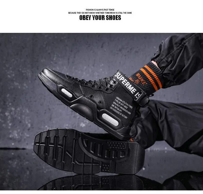 Brand Mens Casual Sneakers High-tops Sneakers Trendy Boys Basketball Sports Tennis Shoes Outdoor Off-road Shoes Couple Sneakers