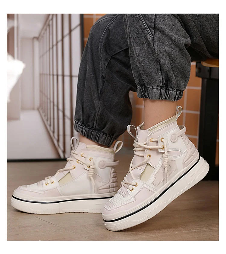 New Mens Designer Purple Sneakers Comfortable Lace Up Platform Shoes Men Streetwear High Top Sneakers Men Fashion Trainers Shoes