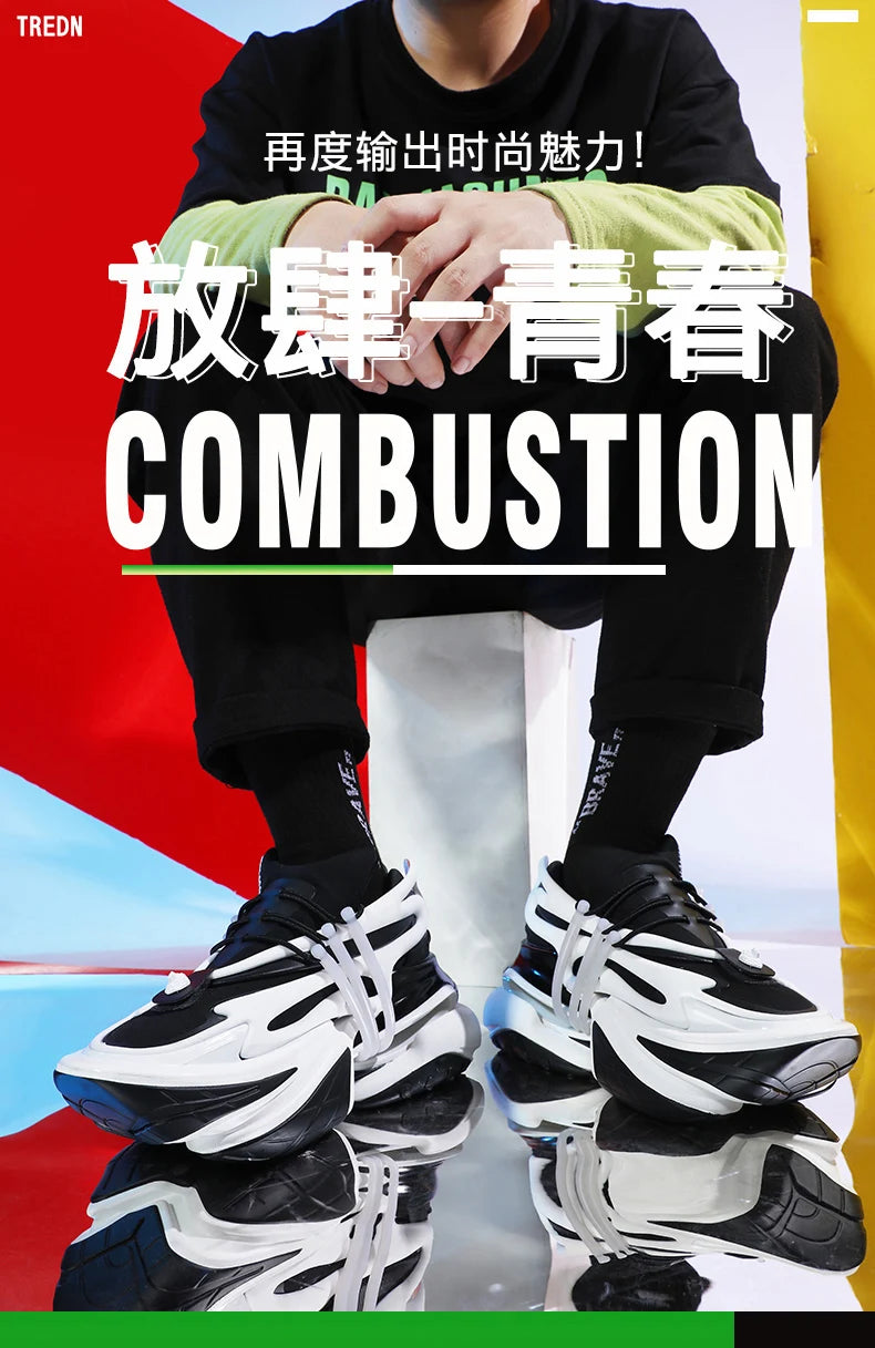 Thick Sole Casual Sneakers Man Platform Shoes Lace Up Flat Men Walking Shoes Increase Heel Brand Trainers Design Loafers Women