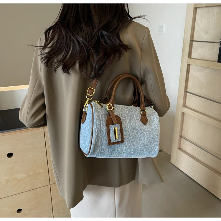 Fashion Solid Color Denim Handbag Quality Hardware Versatile Shoulder Bag 2024 Hot Sale Crossbody Bag for Women Bolsas Femininas