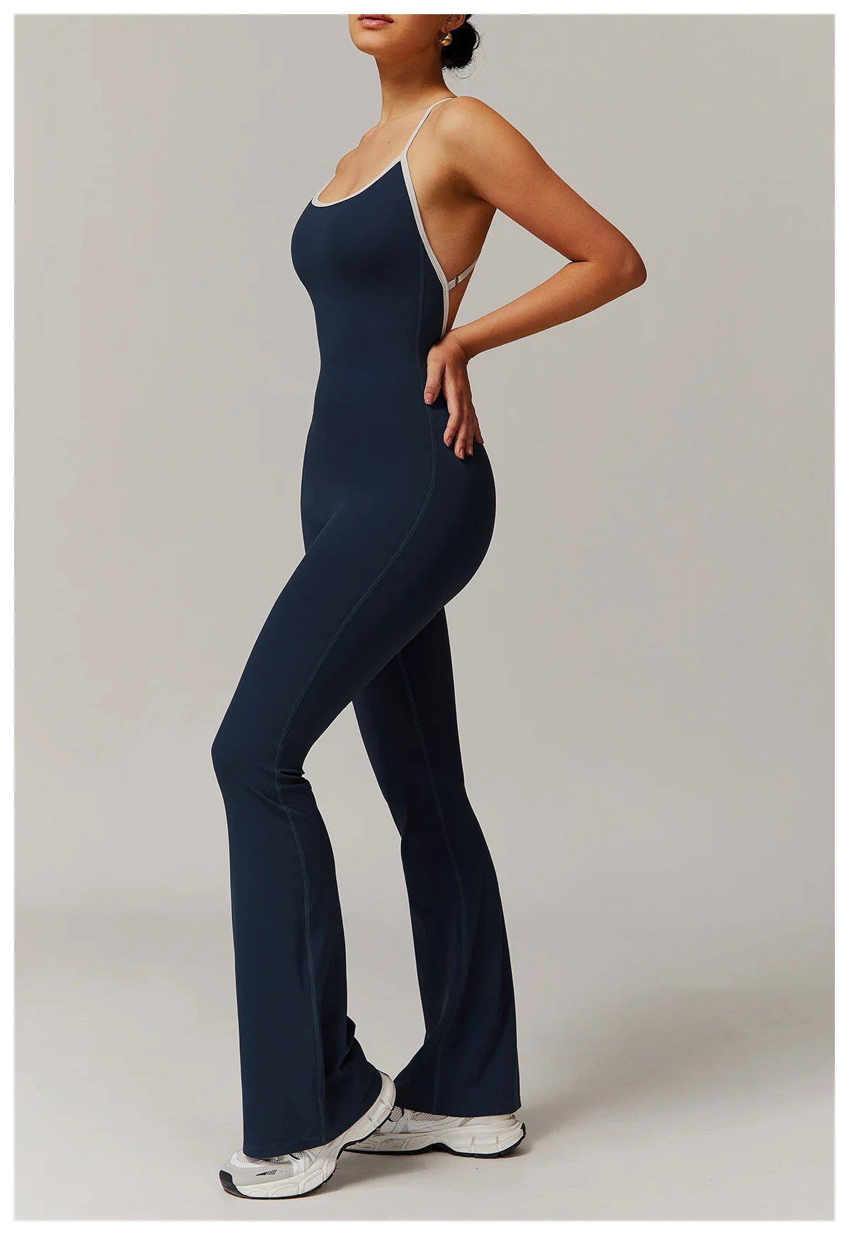 V Back Jumpsuit Gym Set