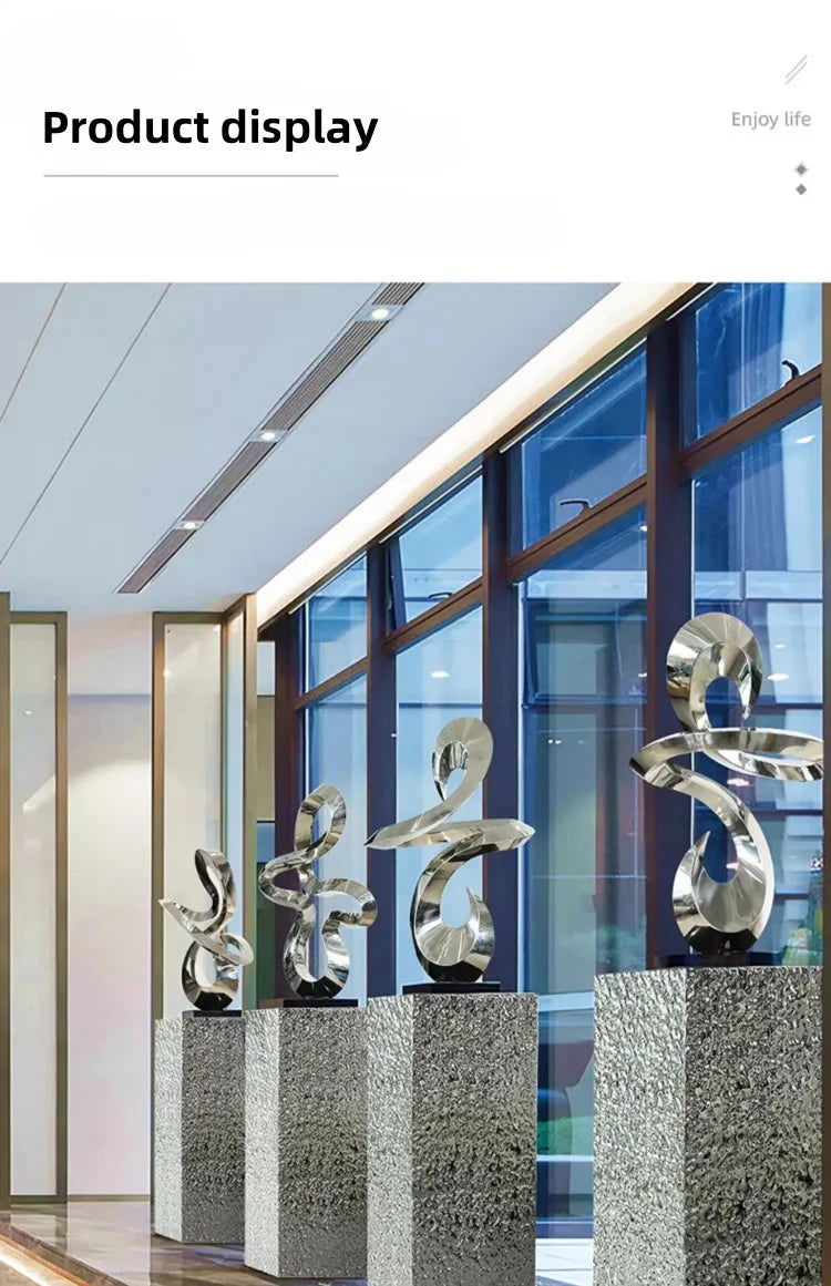 Hotel lobby stainless steel sculpture crafts model room living room large floor porch decorative art decoration