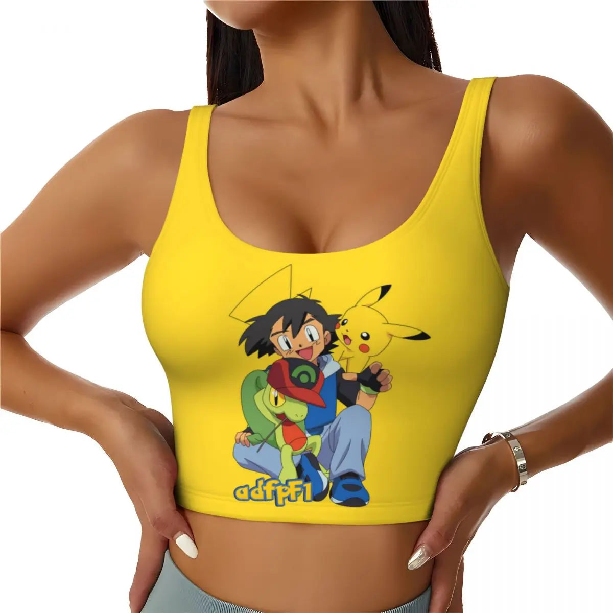 Custom High Impact  Pikachus Sports Bra Women Gym Workout Yoga Crop Top