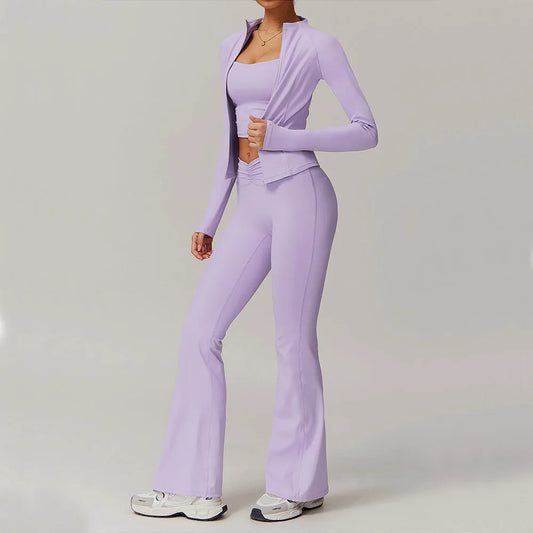 2PCS Yoga Suit Women Gym Set Long Sleeve Zipper