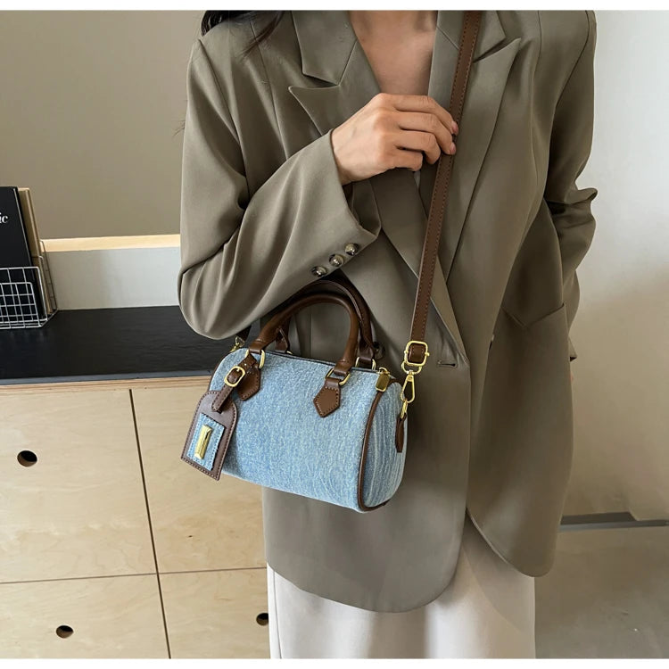 Fashion Solid Color Denim Handbag Quality Hardware Versatile Shoulder Bag 2024 Hot Sale Crossbody Bag for Women Bolsas Femininas