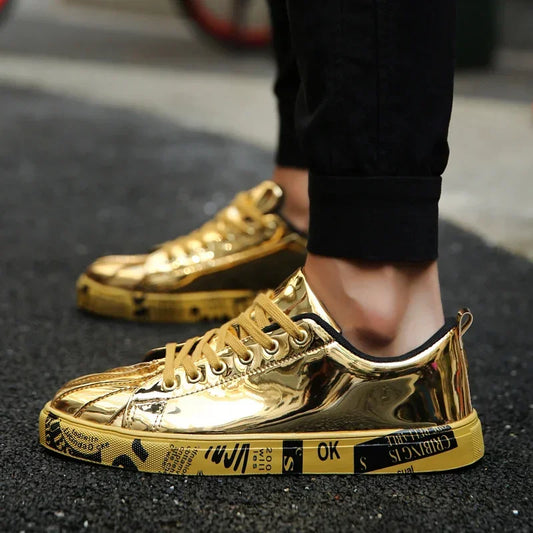 Couple Gold Silver Jogging Sneakers Men Hip Hop Casual Unisex Shoes Tennis Women Running Trainers Clunky Streetwear Footwear