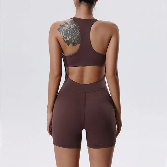 Zipper Yoga Jumpsuit Fitness Tracksuit