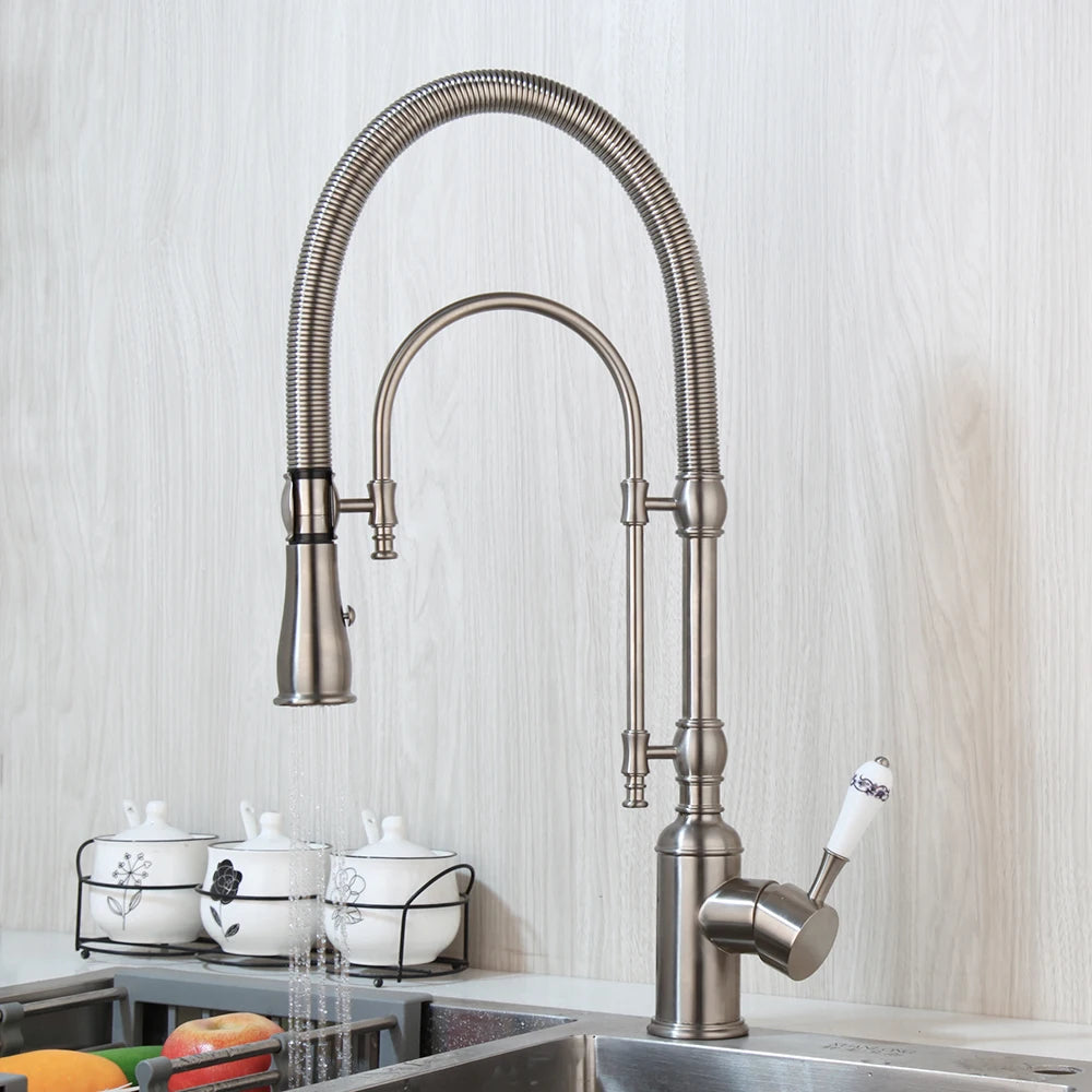 Golden Spring Pull Down Kitchen Sink Faucet