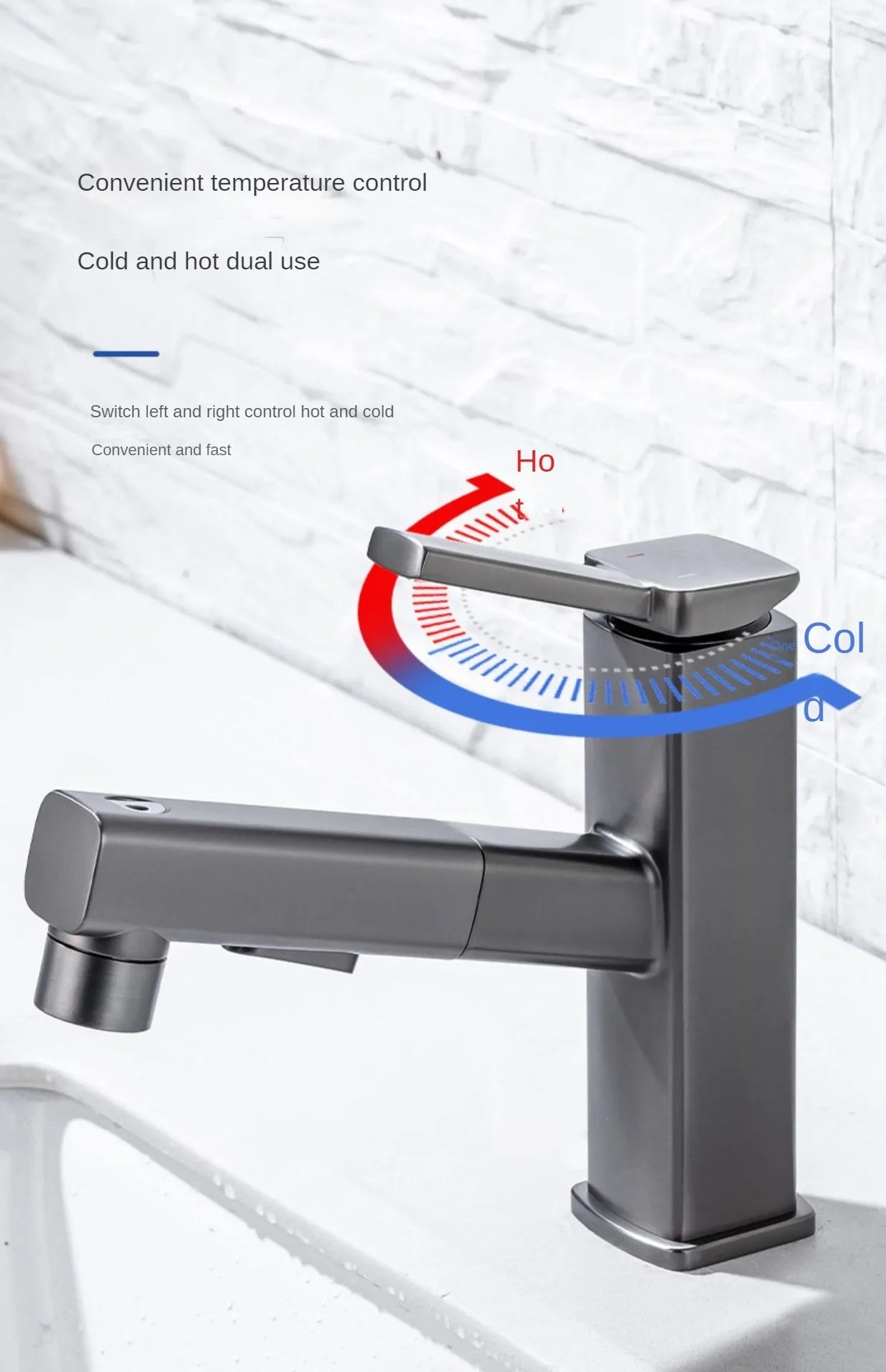 Pull Out Type Bathroom Faucet Hot and Cold Water Outlet Bathroom Sink Faucet Three Mode Water Outlet Washbasin Faucet Tap