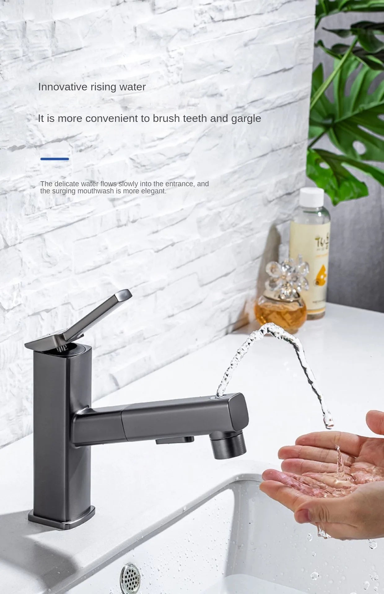 Pull Out Type Bathroom Faucet Hot and Cold Water Outlet Bathroom Sink Faucet Three Mode Water Outlet Washbasin Faucet Tap