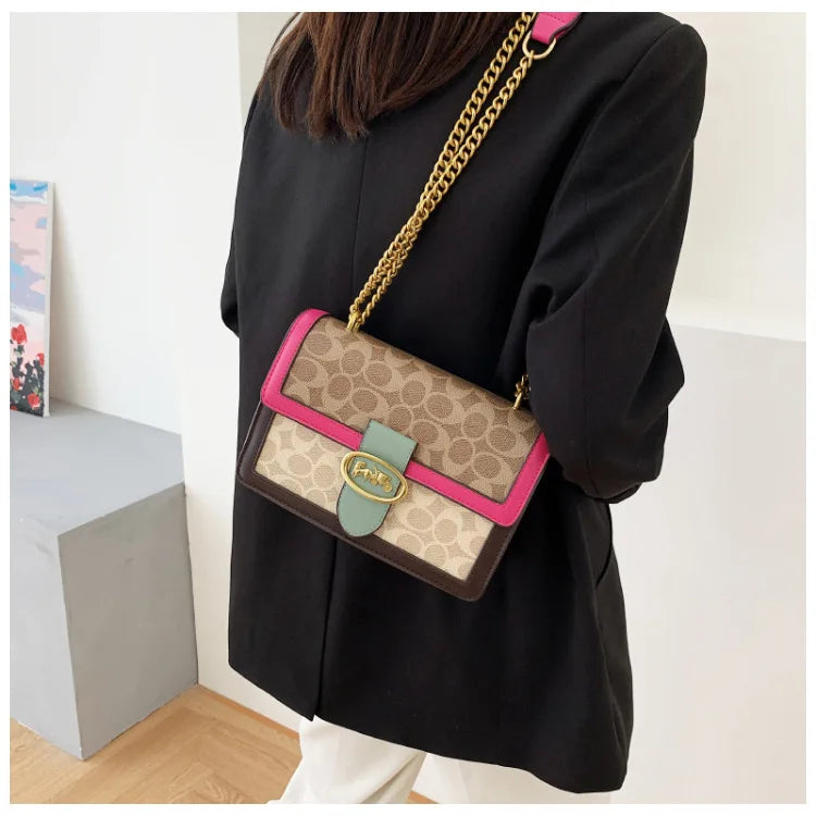 Fashon High-End Women' Bag 2023 Luxury Trendy Messenger Shoulder Bag Retro Small Square Bag Ladies Chain Shoulder Bag Handbags