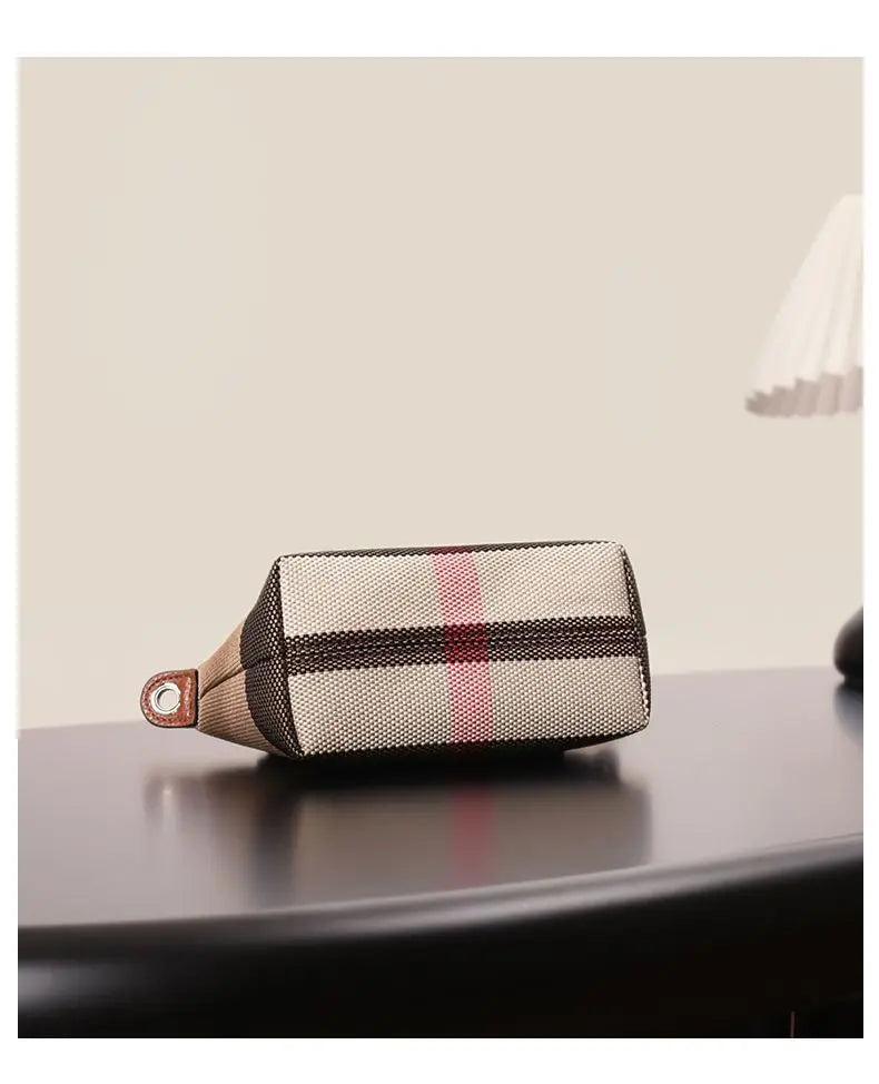 Early spring new women's bag plaid canvas personalized versatile dumpling bag summer lightweight shoulder crossbody bag