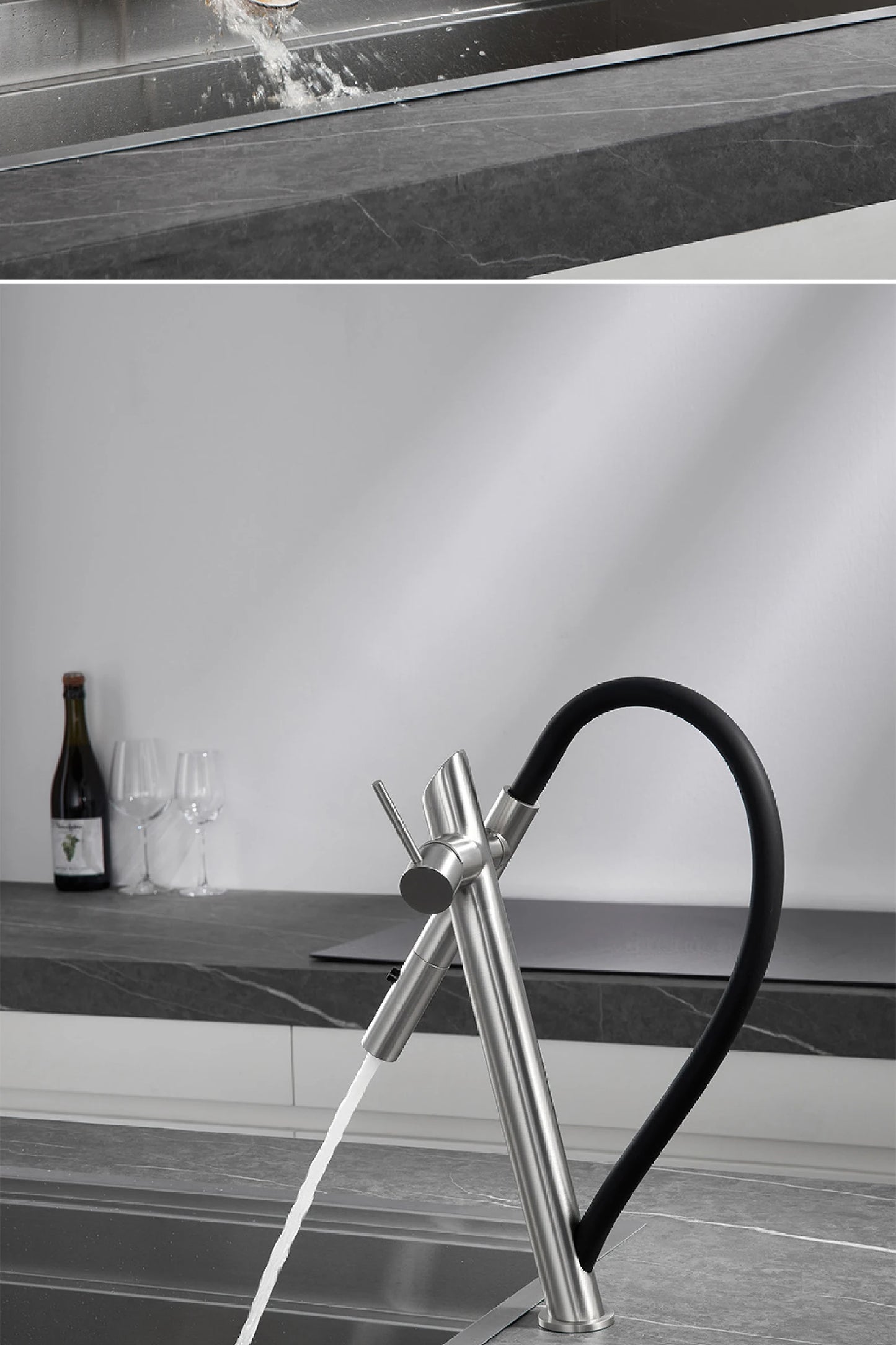 Luxury brass kitchen faucet with pull-out design