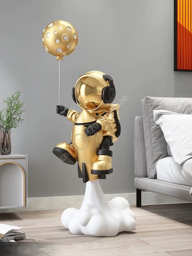 95cm Astronaut Balloon Lamp Sculpture Large Floor-standing Decoration Living Room TV Cabinet Home Decoration Statue Housewarming