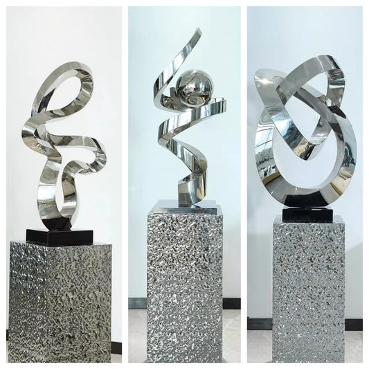 Hotel lobby stainless steel sculpture crafts model room living room large floor porch decorative art decoration