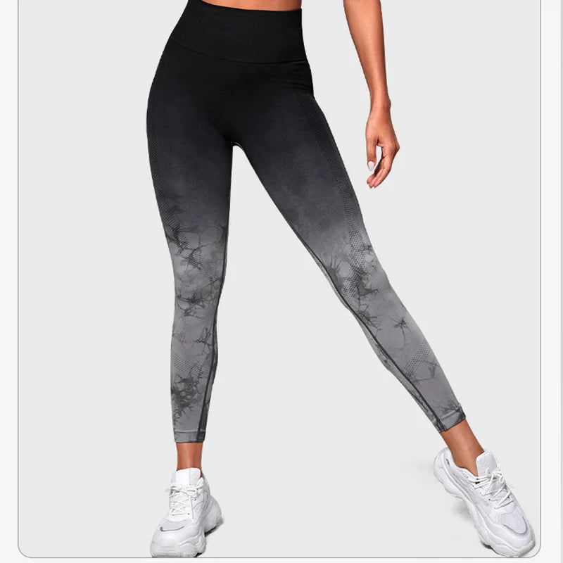 Gradient Tie Dye Yoga Pants Women Seamless Sport