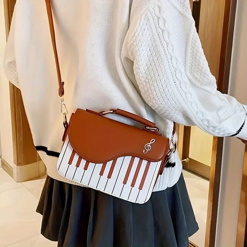 2024 Korean Piano Design Women Shoulder Bags PU Leather Messenger Bag Handbag Fashion Corssbody Bag Pocket Coin Purse Package