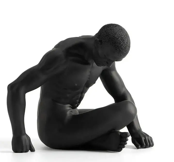 Body Naked Man Art Sculptures Modern Nude Male Black Statues Masculinity Resin Creative Ornament Home Decor Furnishings Business