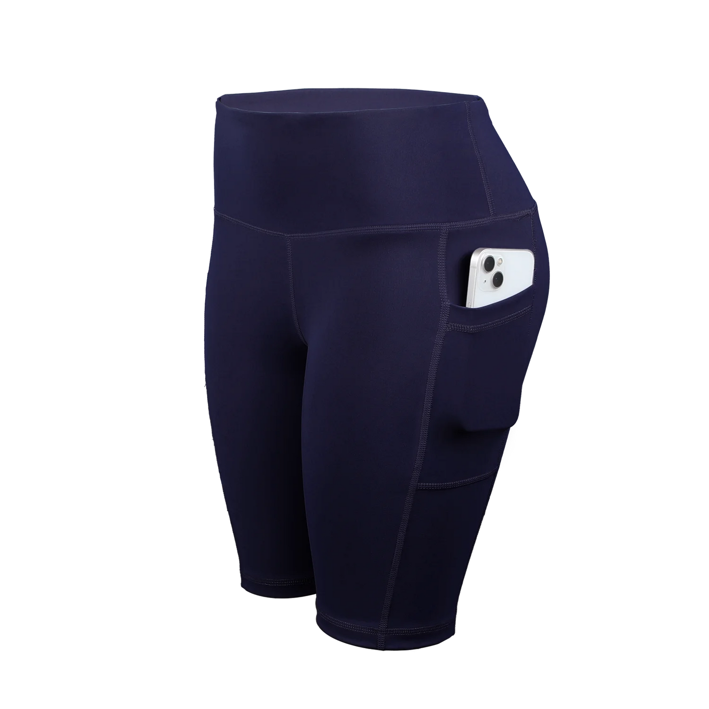 CHRLEISURE Women Solid Yoga Shorts with 3 Pockets High Waist Butt Lifting Workout Tights Gym Elastic Cycling Shorts Activewear