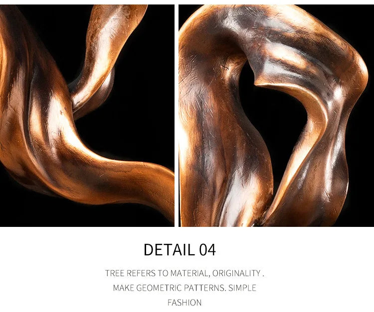 Creative Ribbon Sculpture Abstract Crafts Furnishings Desk Decoration Resins Ornaments Golden Ribbon Statue Modern Home Decor