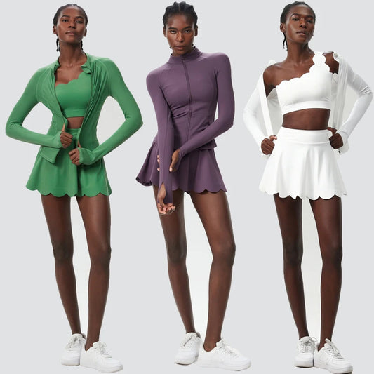 3Pcs Fitness Yoga Set Women Solid Color Gym Running Suit