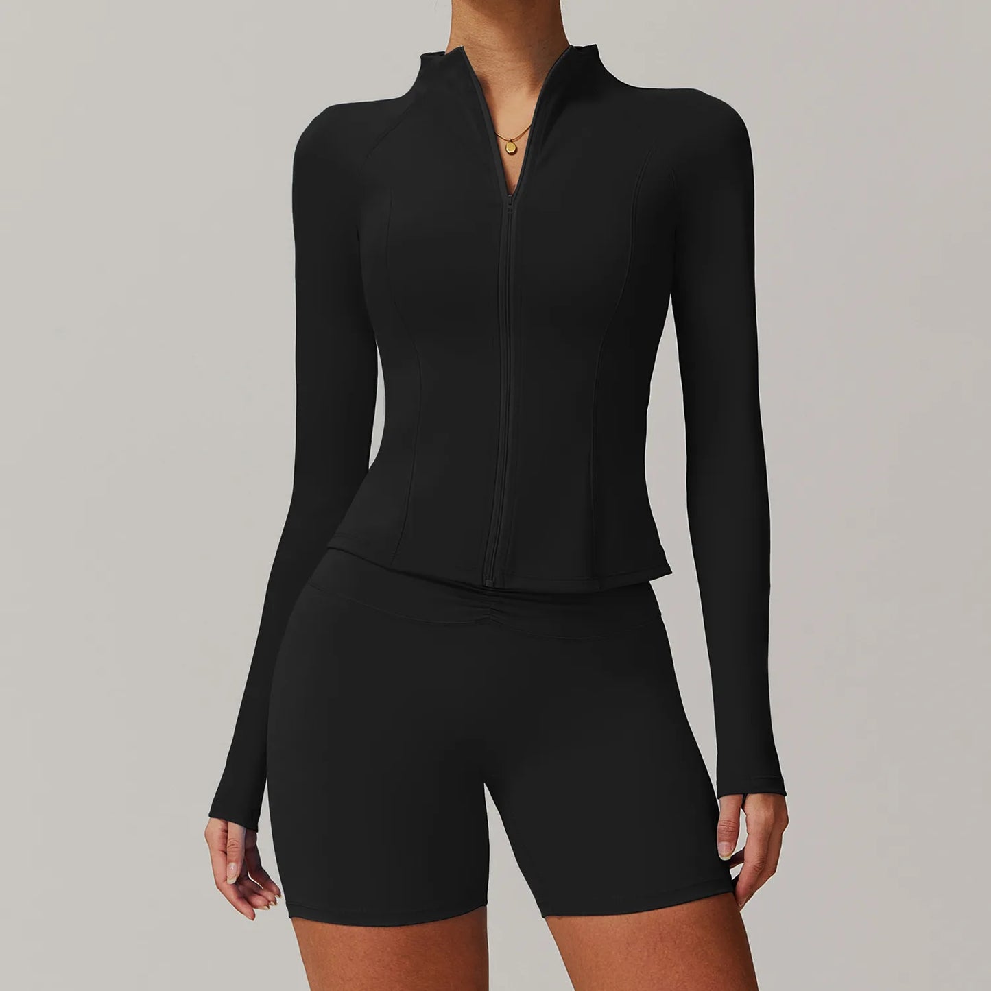 2PCS Yoga Suit Women Gym Set Long Sleeve Zipper