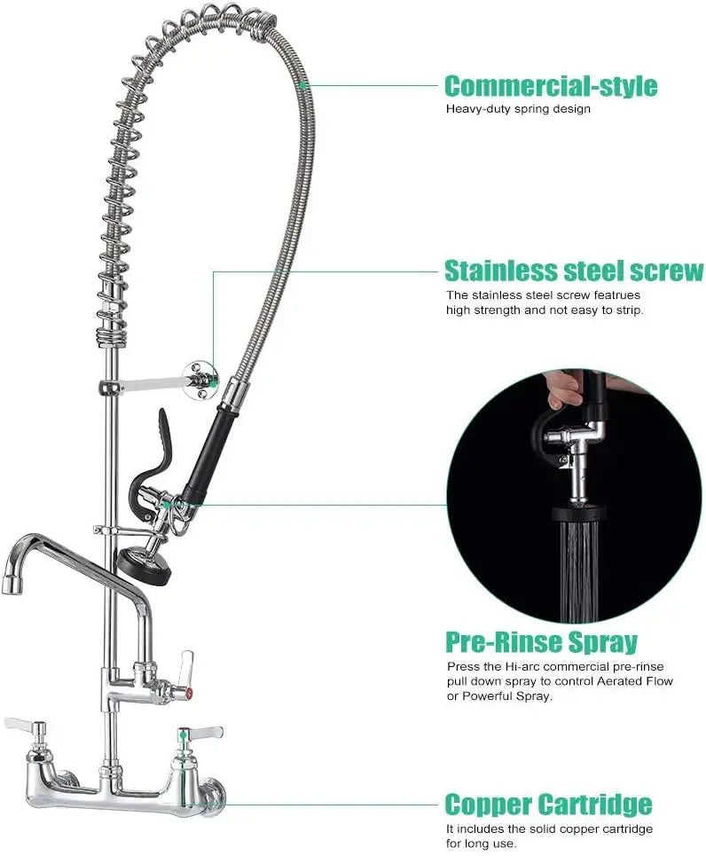 Industrial Kitchen Faucet with Pull Down Sprayer