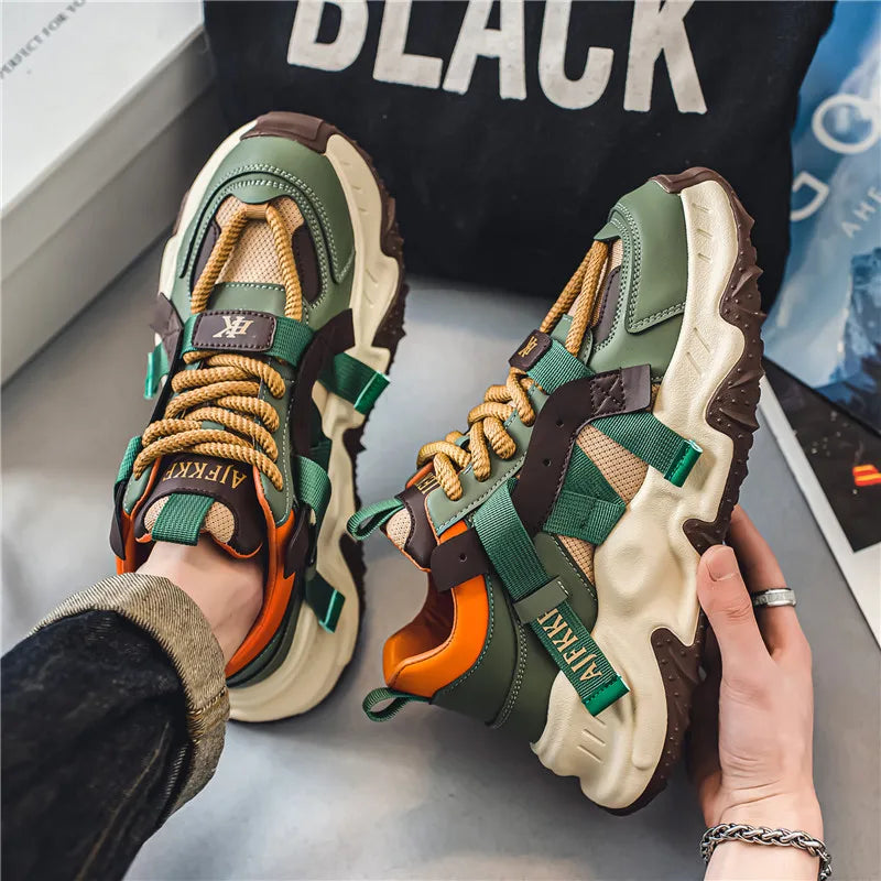 Trend Green Men's Thick Bottom Casual Sneakers Designer High Top Trainers Men Fashion Platform Shoes Breathable Chunky Sneakers