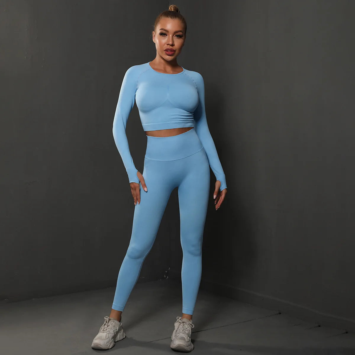 Women Sets 2PCS Energy Seamless Gym Tracksuits Tights Set