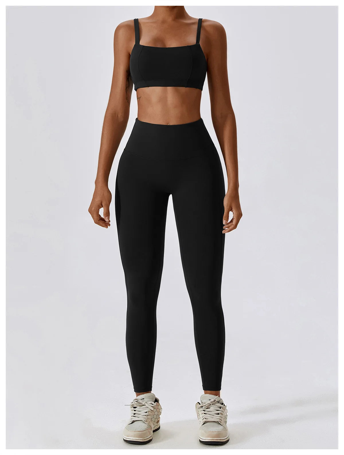 Athletic Wear High Waist Leggings And Top Two Piece Set Seamless Gym
