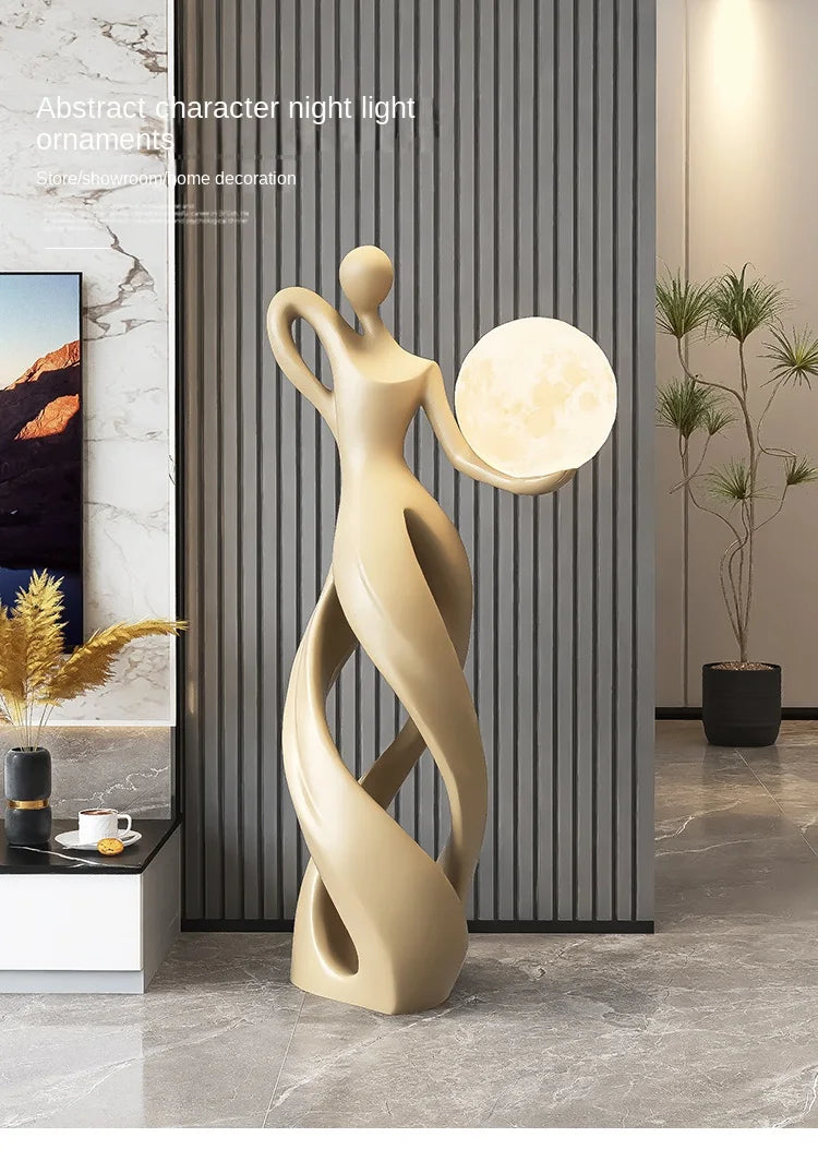 Home Decor Statue Dancer Abstract Art Ornaments Nordic LivingRoom Large Floor Luminous Sculpture Housewarming Interior Figurines