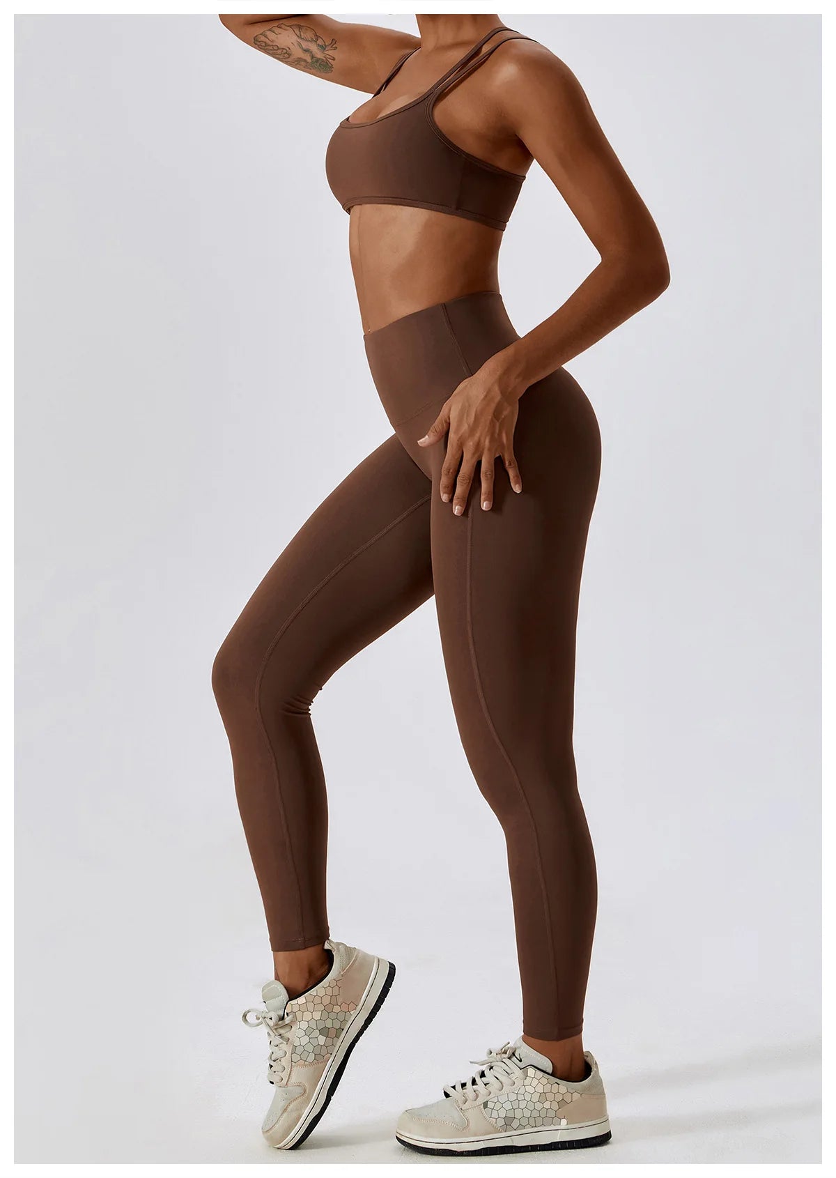 Athletic Wear High Waist Leggings And Top Two Piece Set Seamless Gym