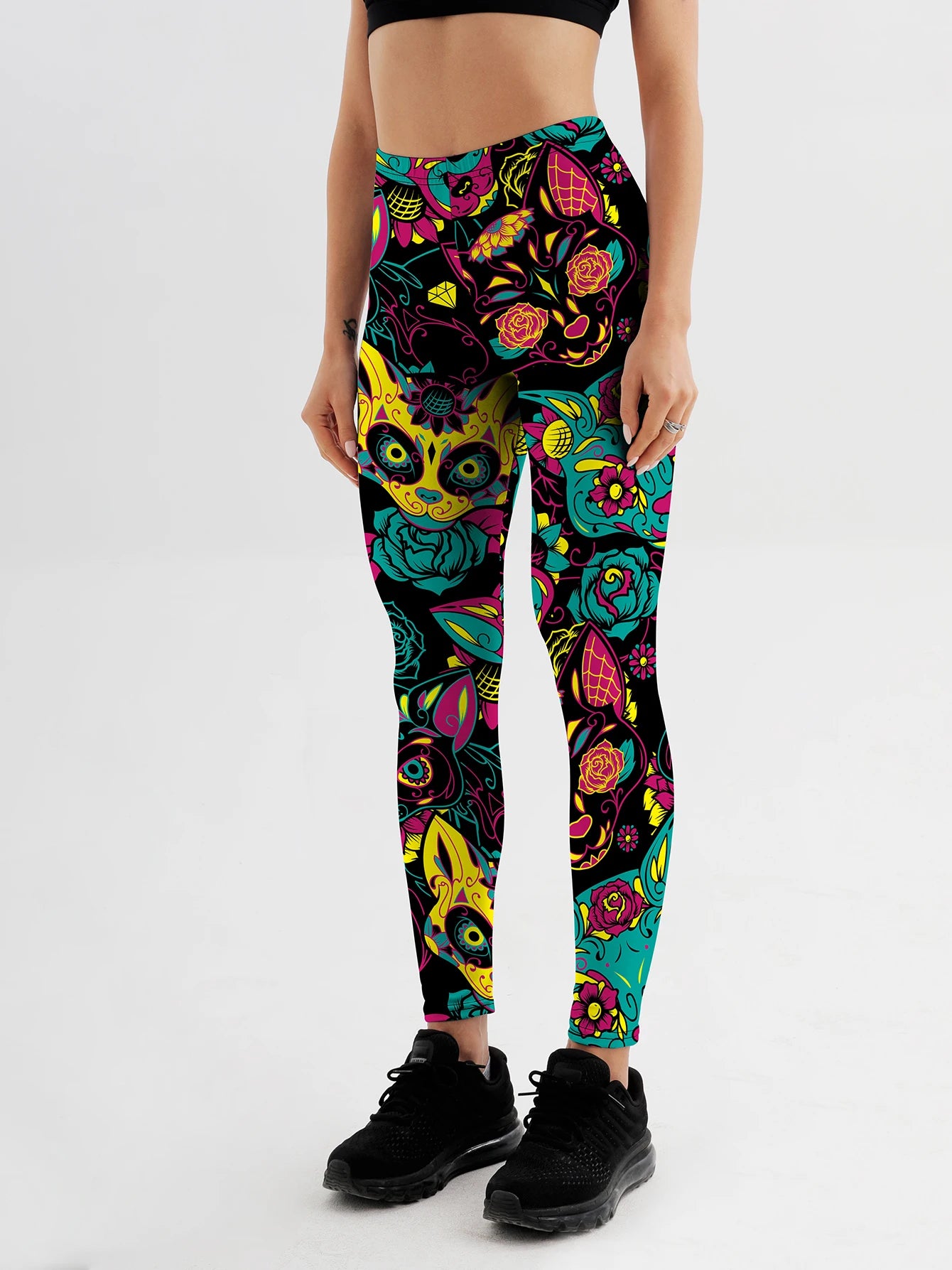 Cute Cat Printed Leggings For Fitness