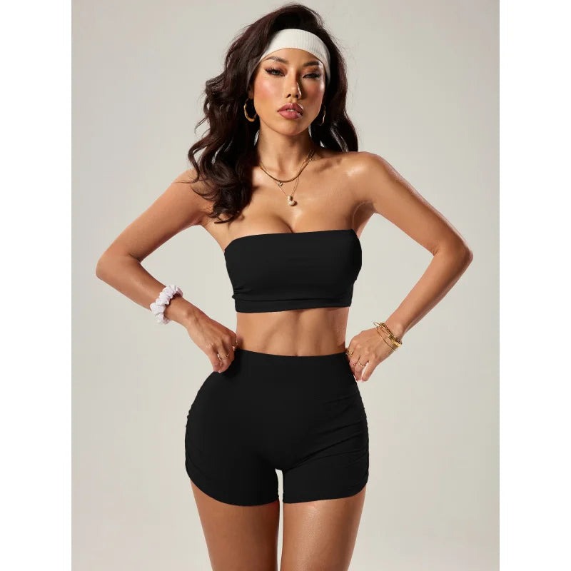 2PCS Strapless Athletic Active Wear