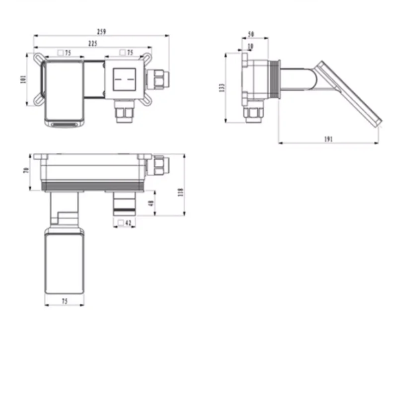 Gun gray digital display concealed basin faucet, foldable pre embedded wall style all copper wall waterfall faucet