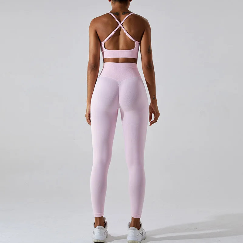 Women's Tracksuit Seamless Fitness Suit 2PCS Yoga Set Sportswear Workout