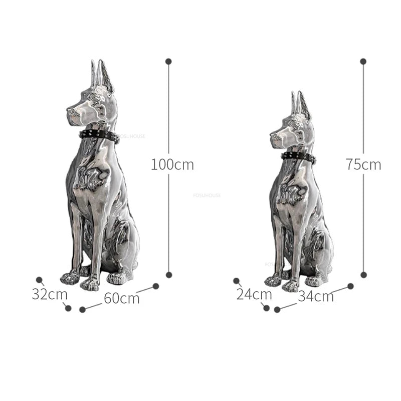 Large Electroplated Dog Statue Ornaments Nordic Sculpture Floor Decoration Porch TV Cabinet Animal Figurine Home Accessories