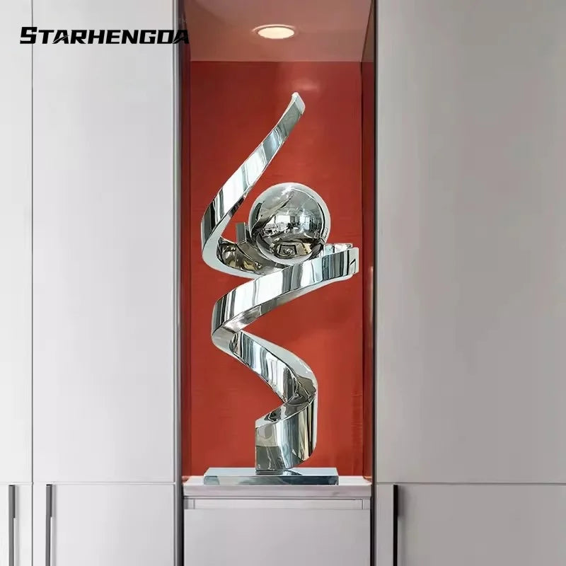 Hotel lobby stainless steel sculpture crafts model room living room large floor porch decorative art decoration