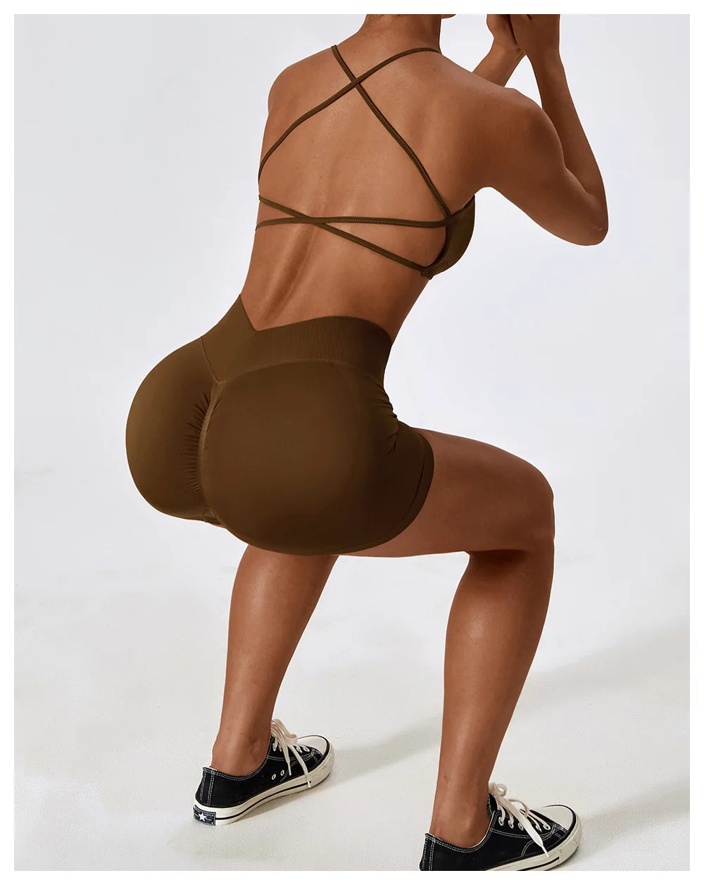 V Back Seamless Shorts Women Sports Shorts Cycling Yoga Shorts Scrunch Butt Biker Fitness High Waist Gym Shorts Leggings Woman