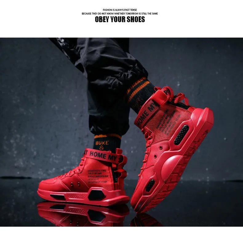 Brand Mens Casual Sneakers High-tops Sneakers Trendy Boys Basketball Sports Tennis Shoes Outdoor Off-road Shoes Couple Sneakers