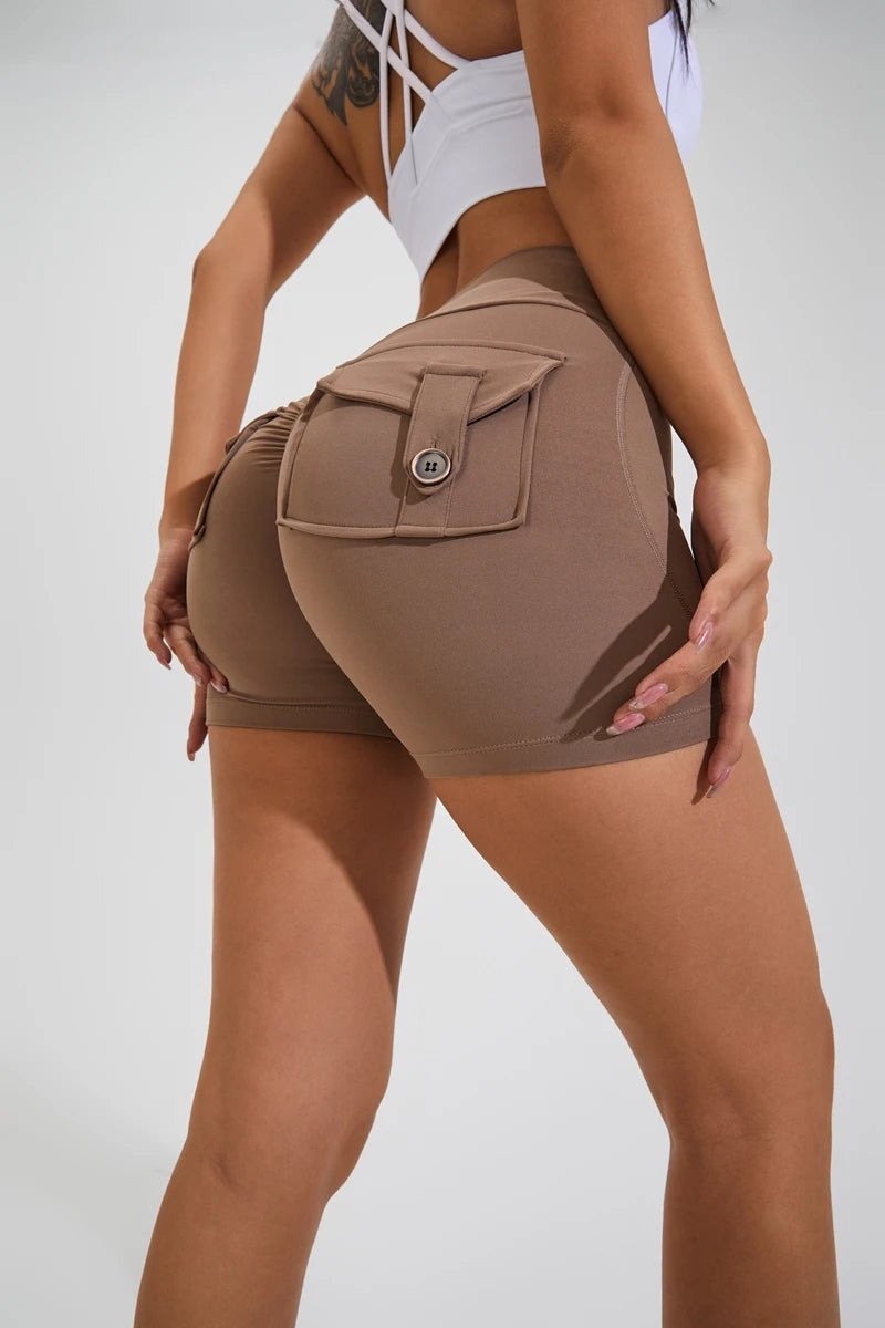 DIAS FIT JOY Tight Women's Shorts Pocket high waist lifting buttocks quick drying yoga shorts