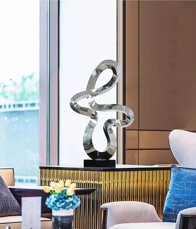 Hotel lobby stainless steel sculpture crafts model room living room large floor porch decorative art decoration