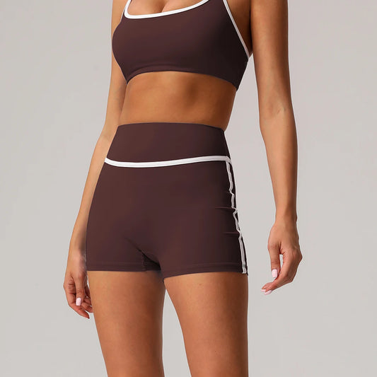 Women Contrast Color Lift Buttocks Outdoor Training Cycling Fitness Gym Casual Sport Shorts