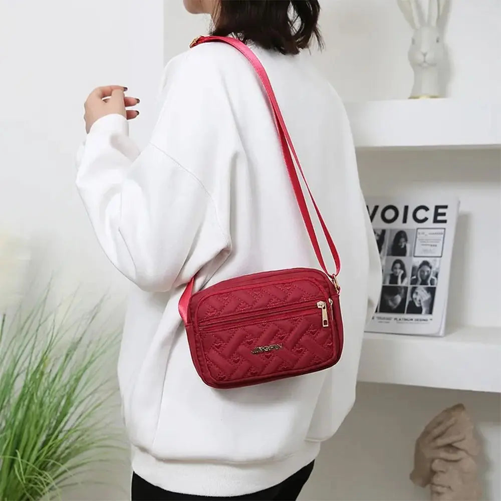 New Fashion Embroidery Bag Women's Zipper Handbag Women Nylon Square Handbags Lady's Shoulder Cross Body Female Bag