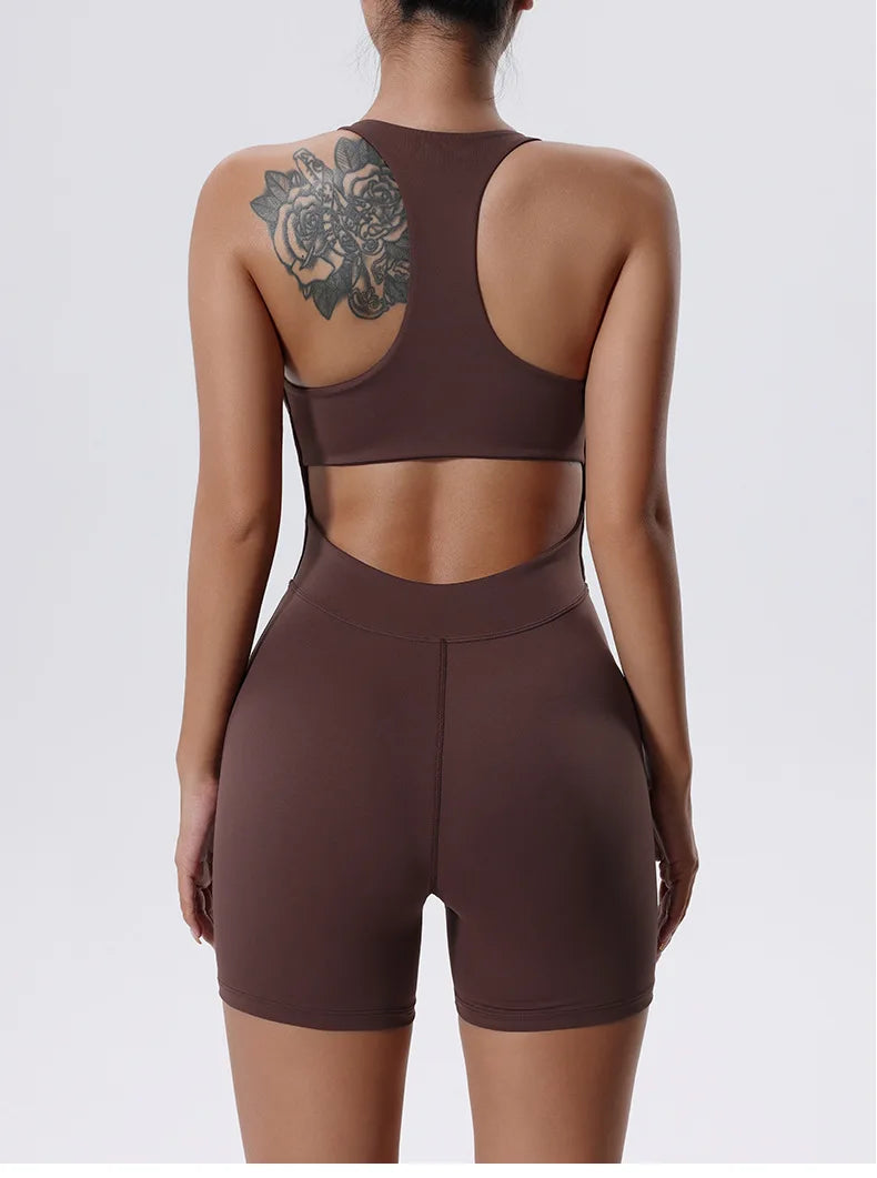Zipper Yoga Jumpsuit Fitness Tracksuit