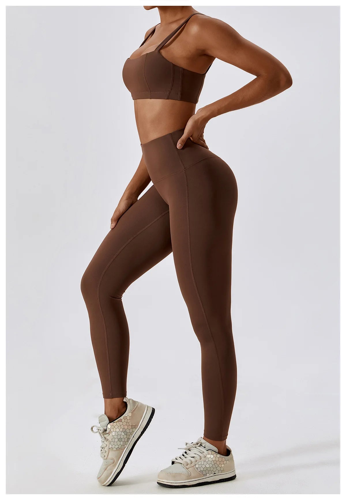 Athletic Wear High Waist Leggings And Top Two Piece Set Seamless Gym